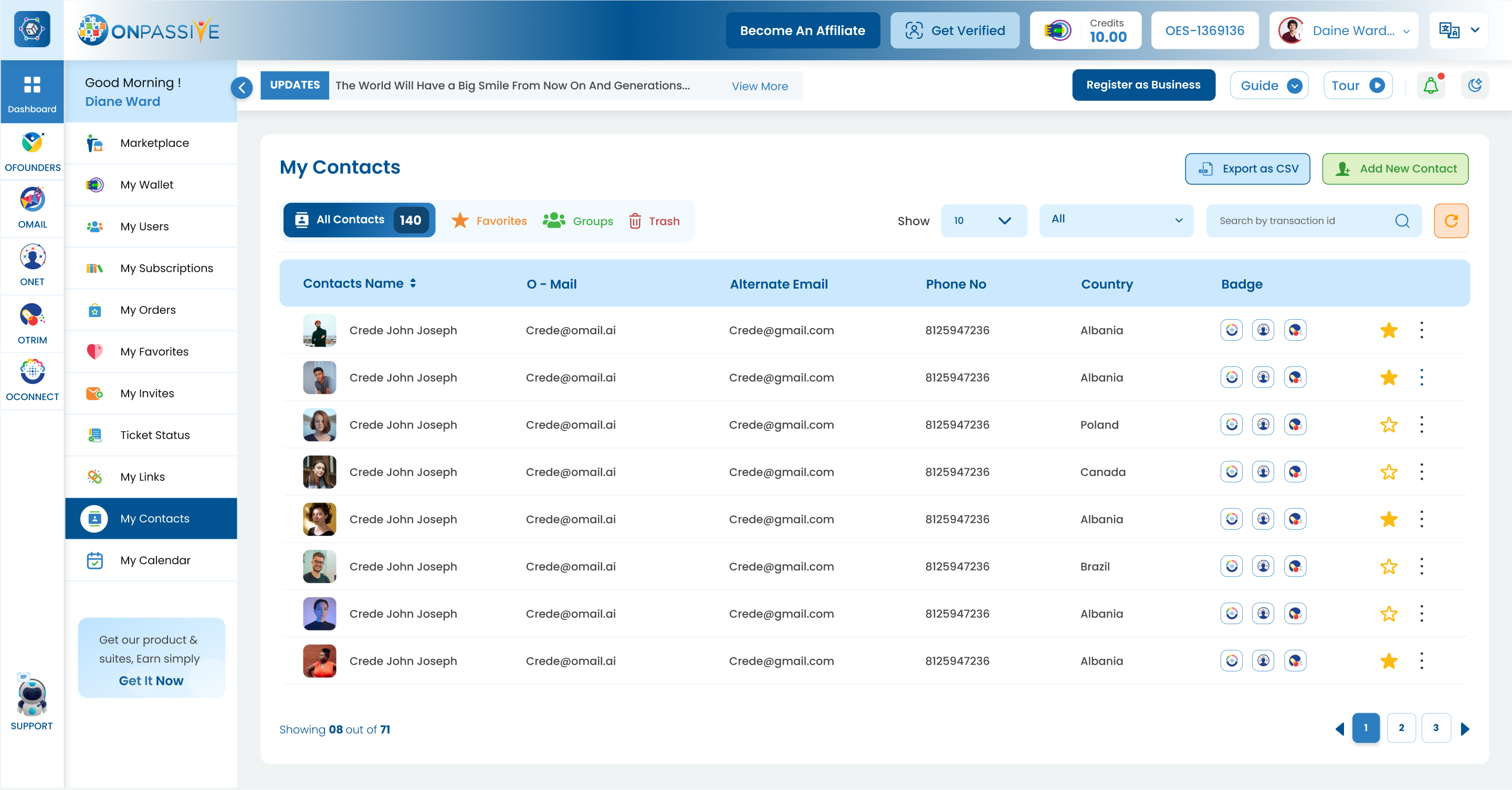 ONPASSIVE Ecosystem Web Application